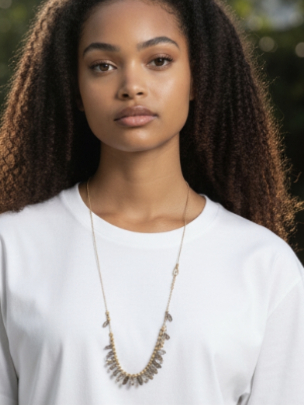 Gold Beaded Crystal Drop Necklace - Women Jewelry